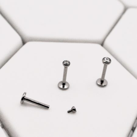 Labret 1.2,Titanium ASTM F-136Implant Grade, Internal Thread, Bezel Gem Topper 2mm|2.5mm|3mm|