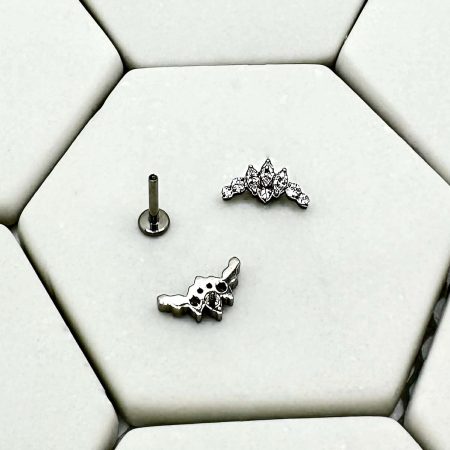 Three stone lotus w balls white cubic zirconia cluster attachment 0.9mm thread (Fits 1.2mm)