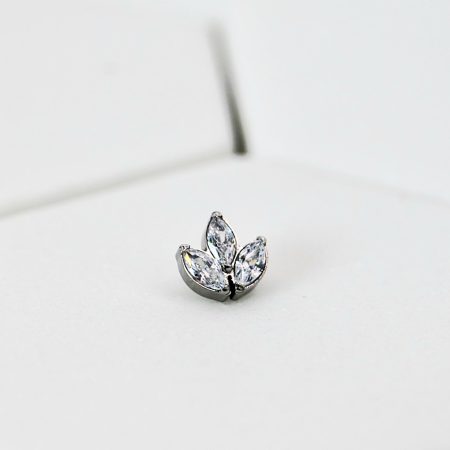 Three stone lotus white cubic zirconia cluster attachment 0.9mm thread (Fits 1.2mm)