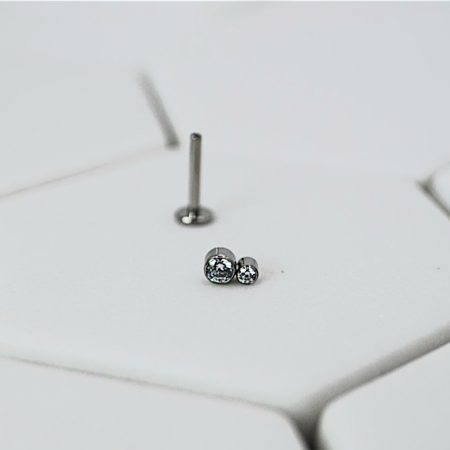 Two stone white cubic zirconia cluster attachment 0.9mm thread (Fits 1.2mm)