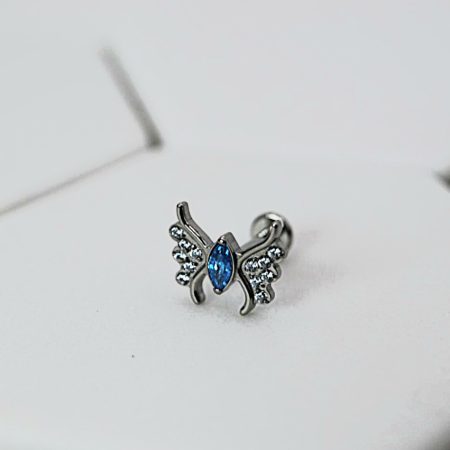 Butterfly with Marquise cubic zirconia attachment 0.9mm thread (Fits 1.2mm)