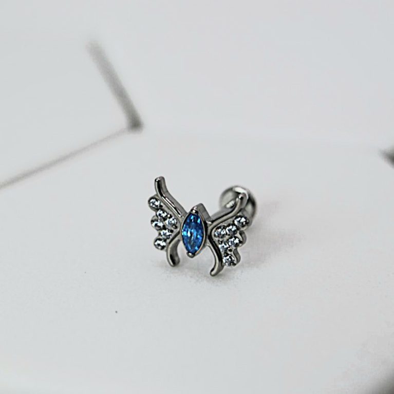 Butterfly with Marquise cubic zirconia attachment 0.9mm thread (Fits 1.2mm)