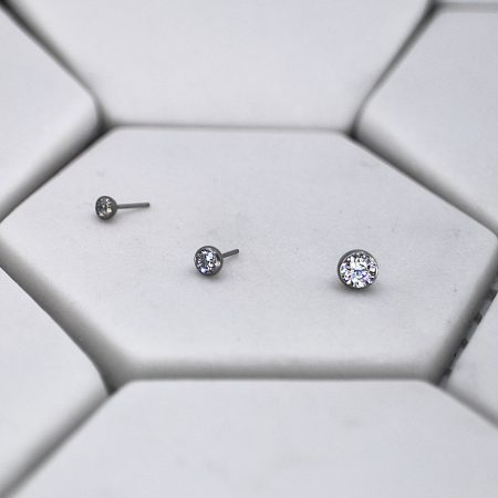 White Cubic Zirconia Attachment threadless/push-in fit (no stem) fits 1.2mm TL bar