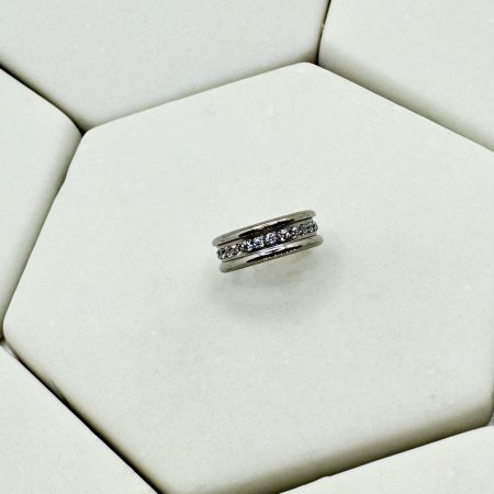 Single Row Pave Ring, hinged ring
