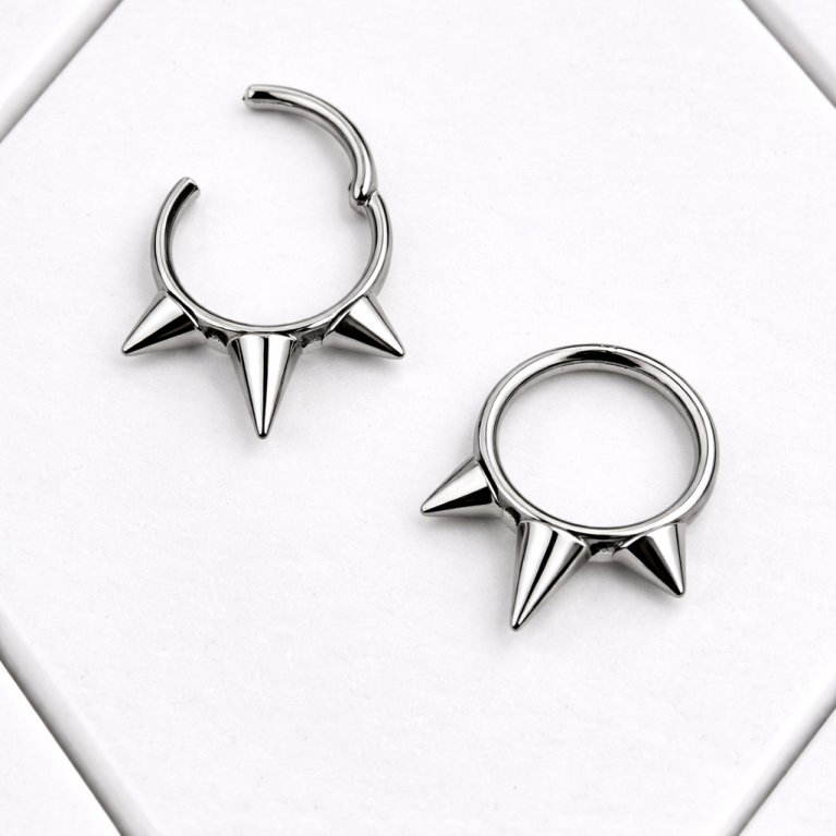 Triple Spiked Hinged Ring (Clicker)